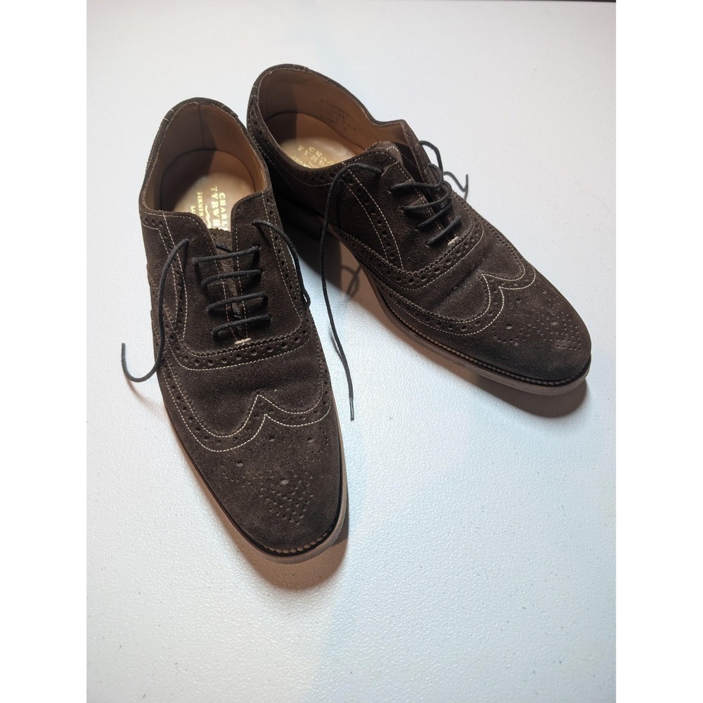 Charles Tyrwhitt Brogue Shoes Mens Size 7.5 Brown Suede Wingtip Dress Oxford